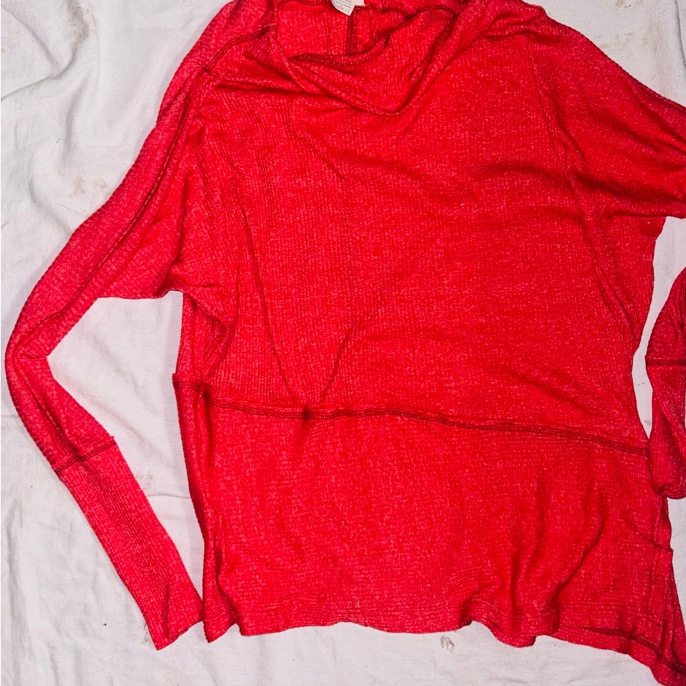 We The Free Red Relaxed Polo Collar Sweatshirt